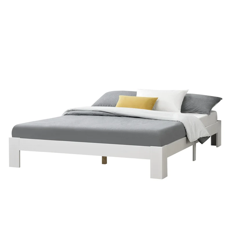 Cadre de lit 160x200 cm avec sommier à lattes lit double en pin blanc 03_0004924