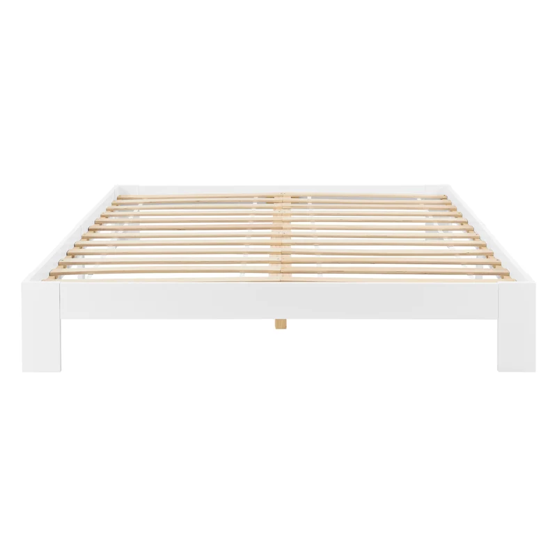 Cadre de lit 160x200 cm avec sommier à lattes lit double en pin blanc 03_0004924