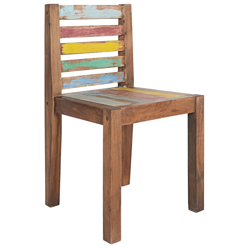 Lot de 4 chaises de salle à manger cuisine bois de récupération solide design vintage CDS021332