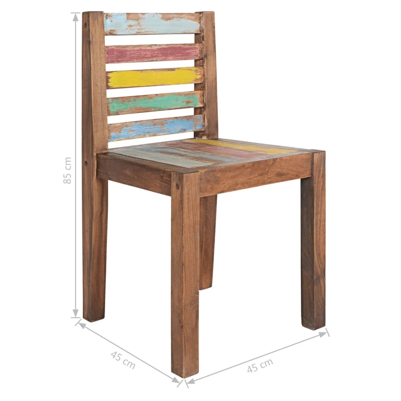Lot de 4 chaises de salle à manger cuisine bois de récupération solide design vintage CDS021332