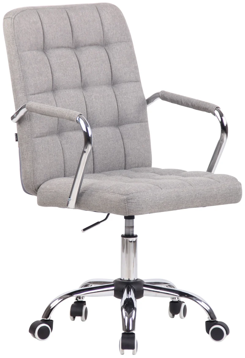 Chaise de bureau sur roulettes moderne et confortable en tissu gris BUR10634