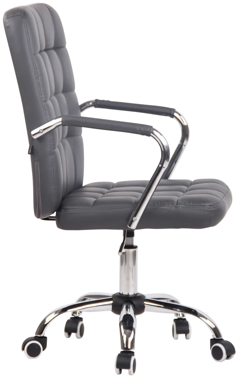 Chaise de bureau sur roulettes moderne et confortable en synthétique gris BUR10630