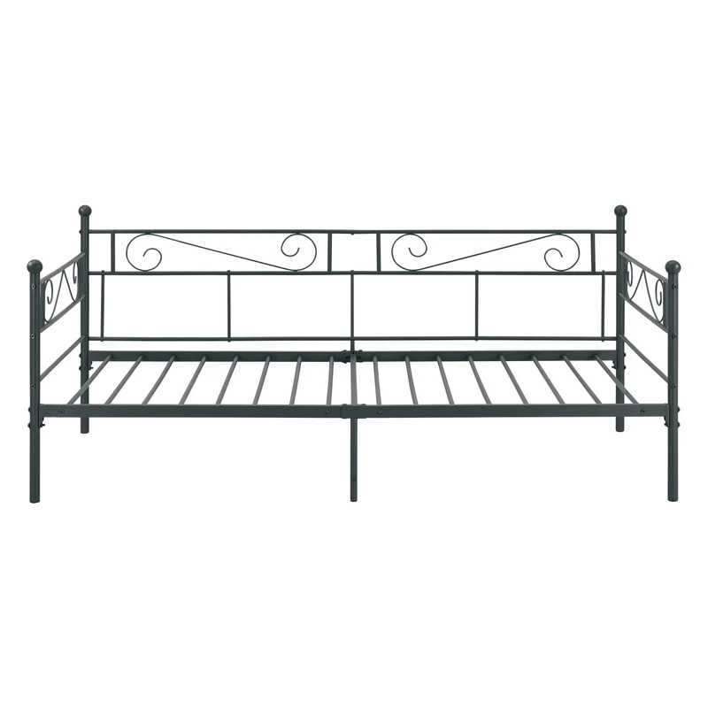 Lit banquette en métal noir avec sommier à lattes métalliques 90 x 200 cm 03_0004911