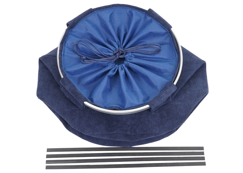 Panier à linge corbeille buanderie conteneur avec cordon 55x39cm 65L en tissu bleu 04_0002514