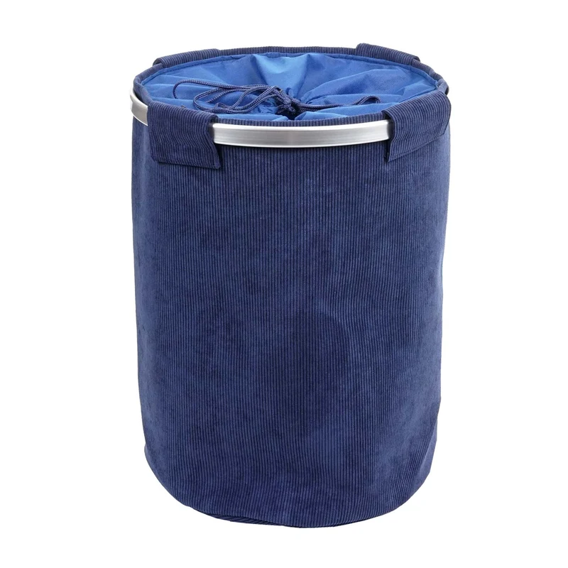 Panier à linge corbeille buanderie conteneur avec cordon 55x39cm 65L en tissu bleu 04_0002514