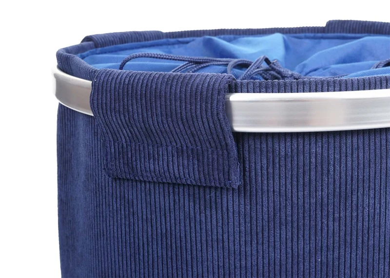 Panier à linge corbeille buanderie conteneur avec cordon 55x39cm 65L en tissu bleu 04_0002514
