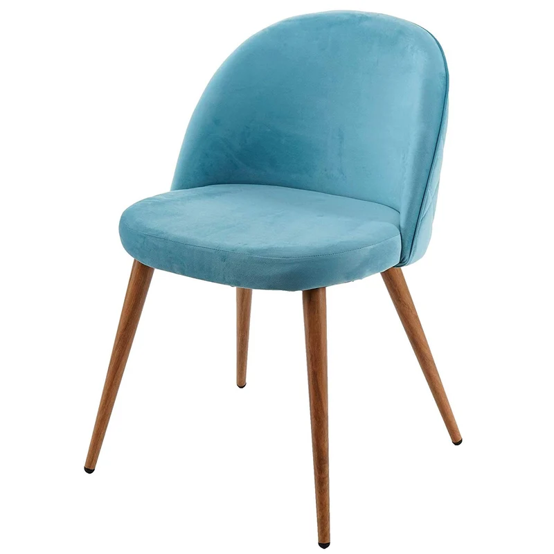 Lot de 2 chaises de salle à manger tissu velours bleu en bois style rétro CDS04419