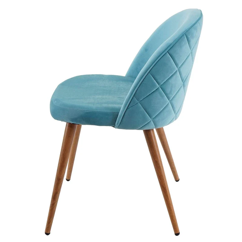 Lot de 2 chaises de salle à manger tissu velours bleu en bois style rétro CDS04419