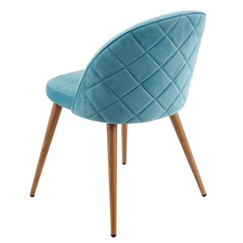Lot de 2 chaises de salle à manger tissu velours bleu en bois style rétro CDS04419