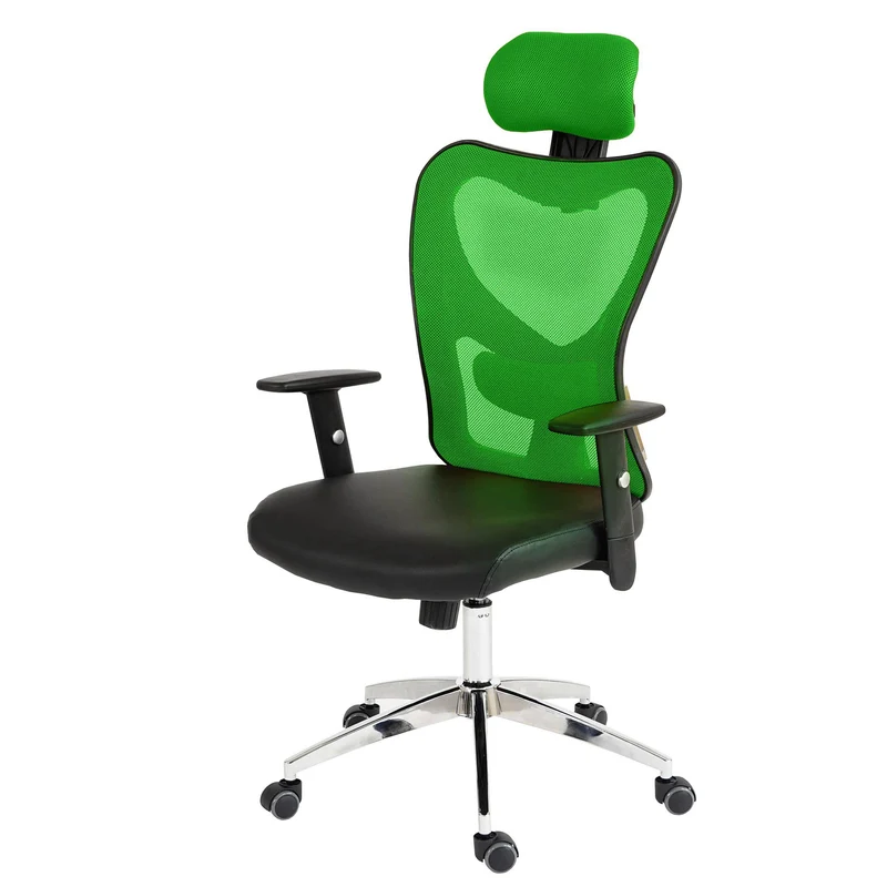 Fauteuil chaise de bureau sur roulettes pivotante appui tête accoudoirs synthétique vert 04_0001901