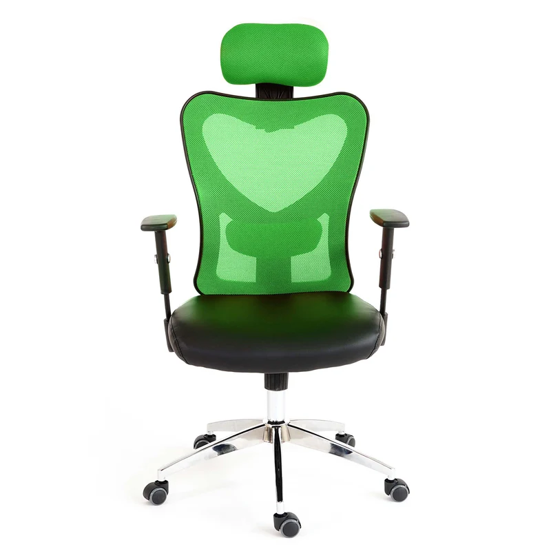 Fauteuil chaise de bureau sur roulettes pivotante appui tête accoudoirs synthétique vert 04_0001901