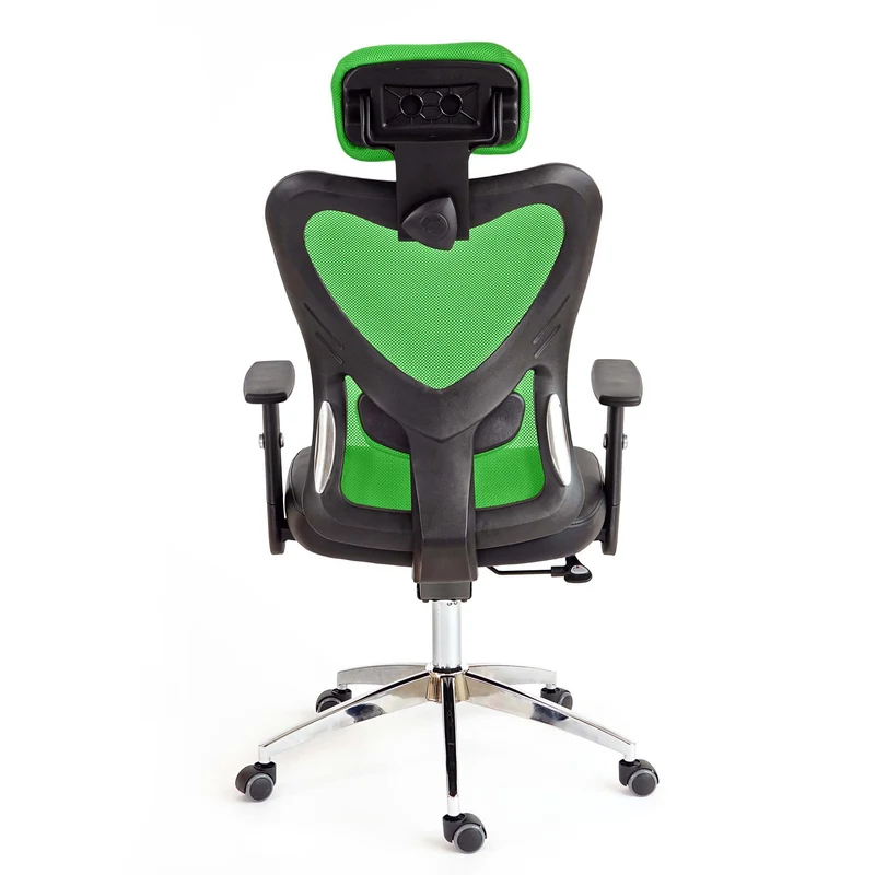 Fauteuil chaise de bureau sur roulettes pivotante appui tête accoudoirs synthétique vert 04_0001901