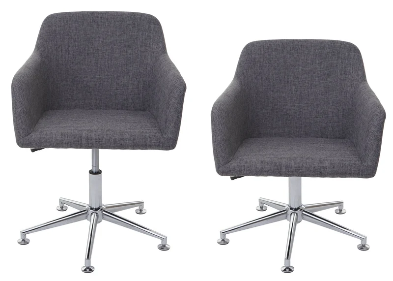 Chaise de salle à manger bureau pivotante hauteur réglable en tissu gris 04_0002198