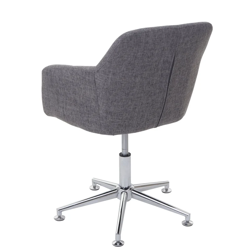 Chaise de salle à manger bureau pivotante hauteur réglable en tissu gris 04_0002198