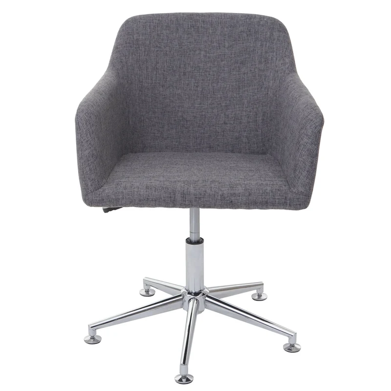 Chaise de salle à manger bureau pivotante hauteur réglable en tissu gris 04_0002198
