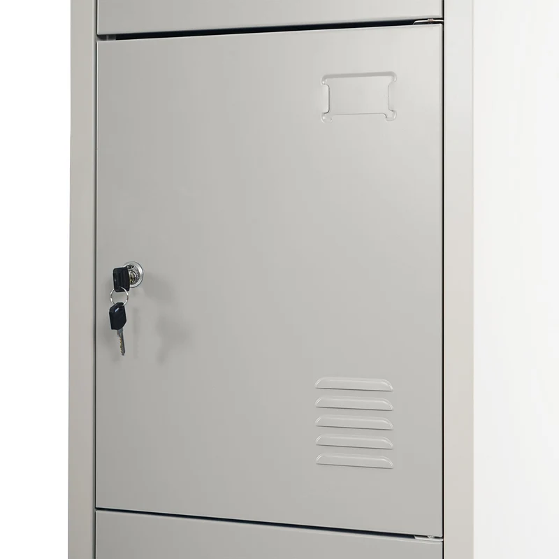 Caisson à tiroirs casier rangement bureau quatre portes verrouillables 180x38x45cm en métal gris 04_0001650