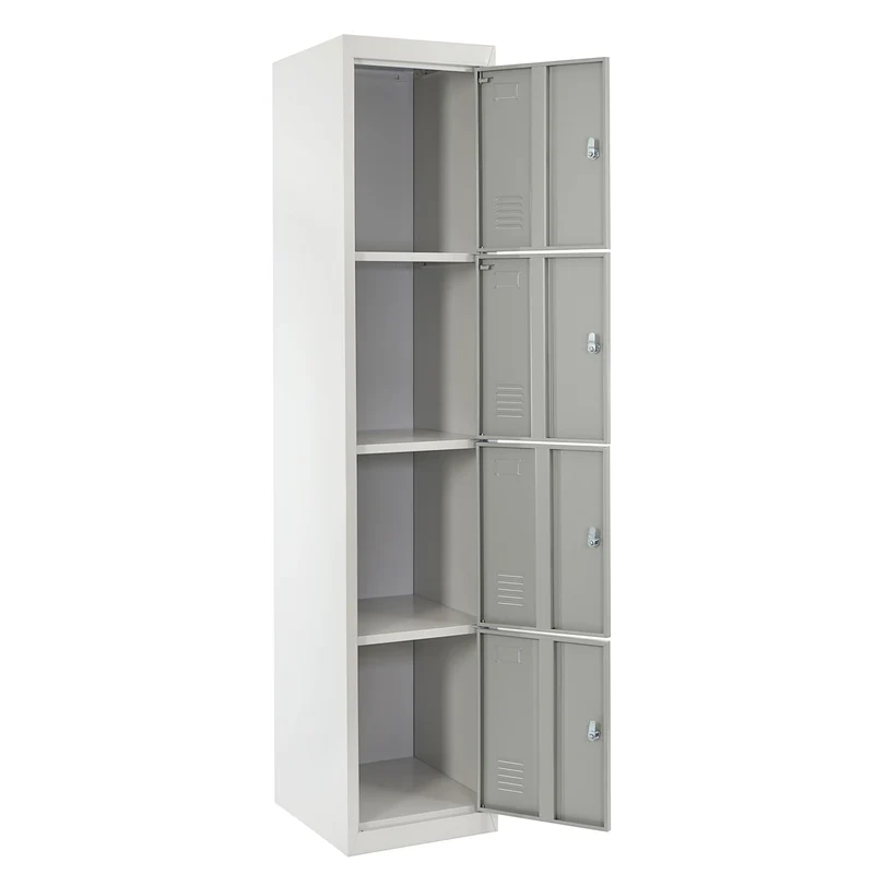 Caisson à tiroirs casier rangement bureau quatre portes verrouillables 180x38x45cm en métal gris 04_0001650