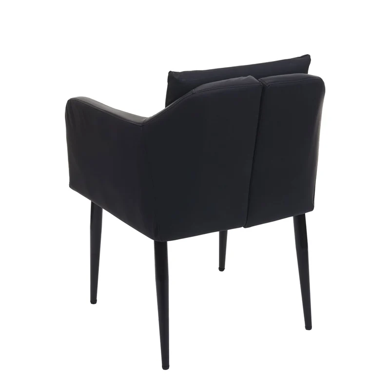 Fauteuil chaise lounge salle à manger bureau visiteur en synthétique noir pieds métal noir 04_0002288