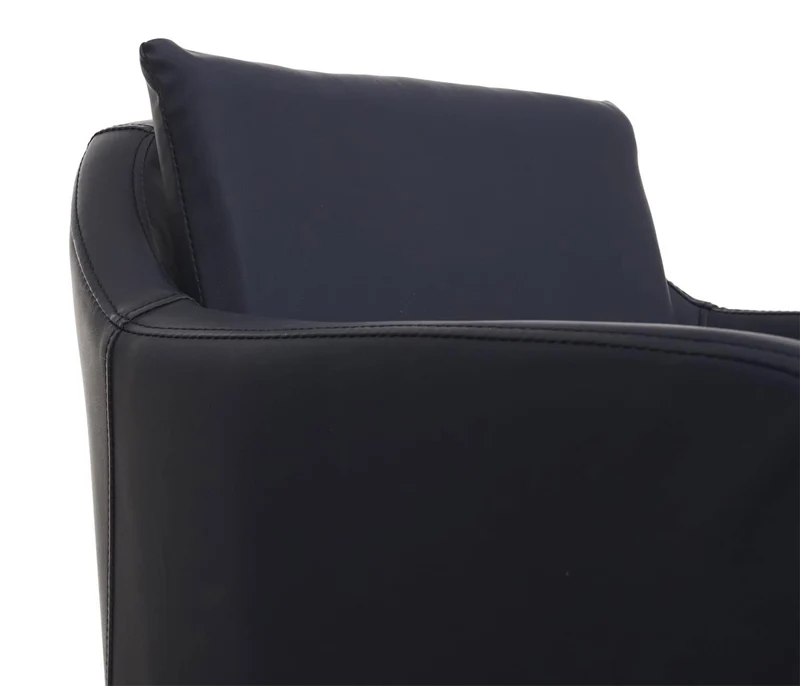 Fauteuil chaise lounge salle à manger bureau visiteur en synthétique noir pieds métal noir 04_0002288