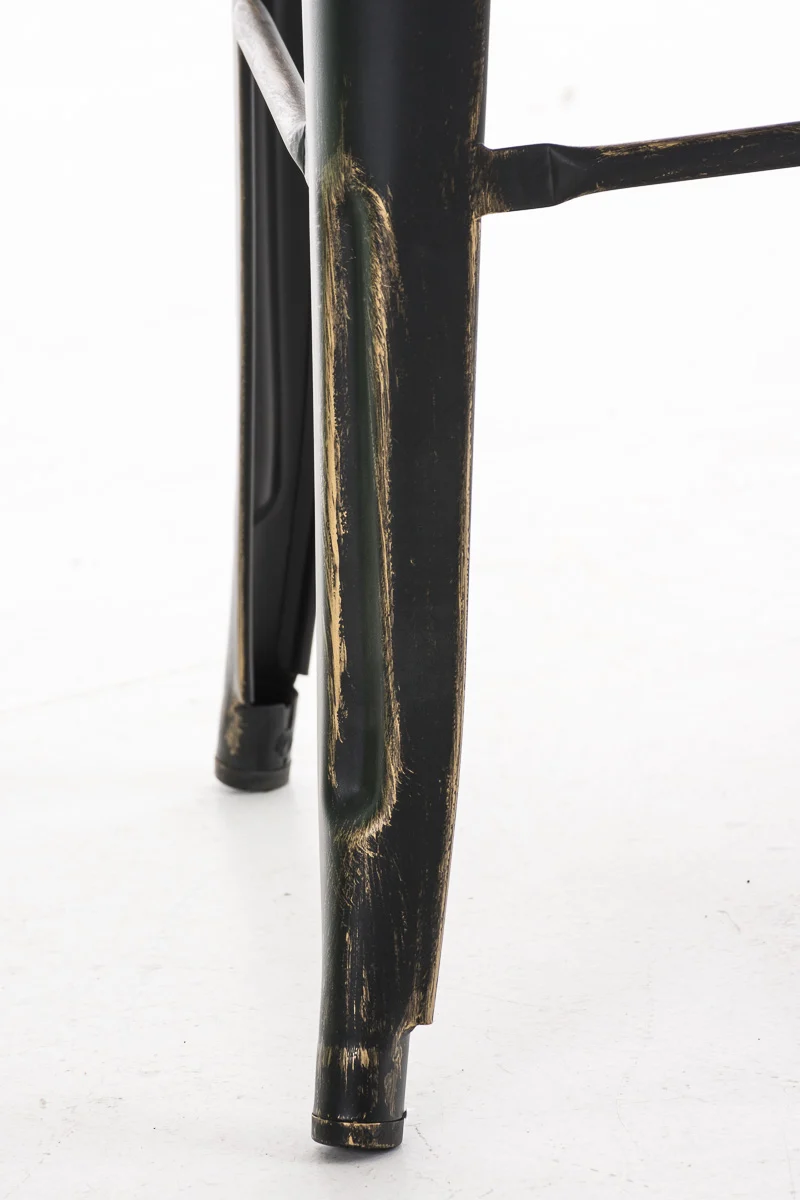 Lot de 2 tabourets de bar style industriel en métal avec repose-pieds noir or vieilli vintage TDB10115