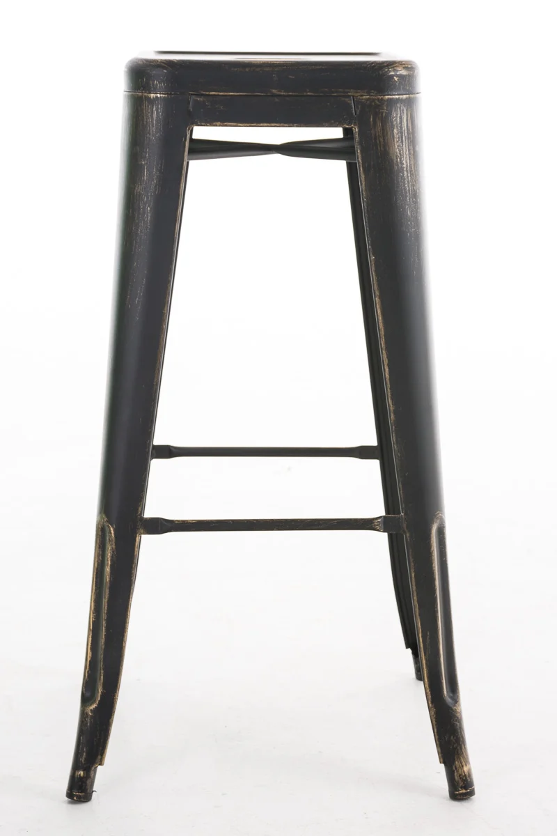 Lot de 2 tabourets de bar style industriel en métal avec repose-pieds noir or vieilli vintage TDB10115