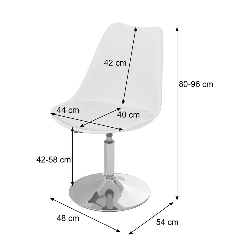 Chaise pivotante cuisine salle à manger réglable en hauteur synthétique gris foncé pied chromé 04_0002036