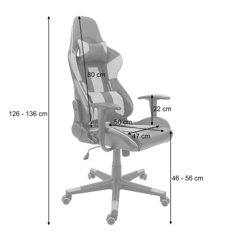 Fauteuil chaise de bureau gamer sur roulettes mécanisme de bascule en synthétique noir / gris 04_0001852