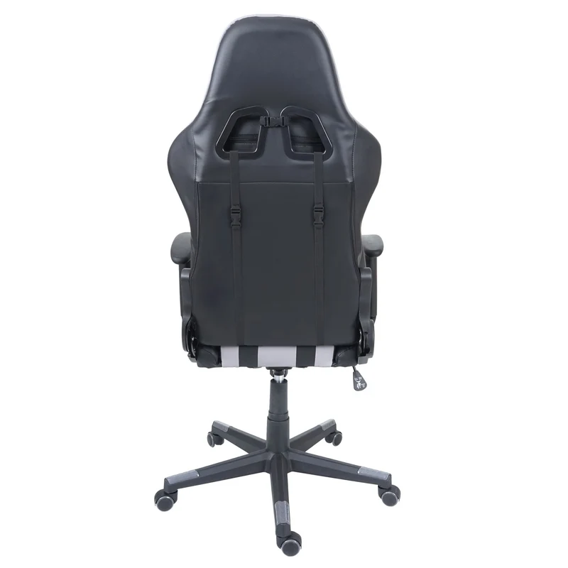 Fauteuil chaise de bureau gamer sur roulettes mécanisme de bascule en synthétique noir / gris 04_0001852