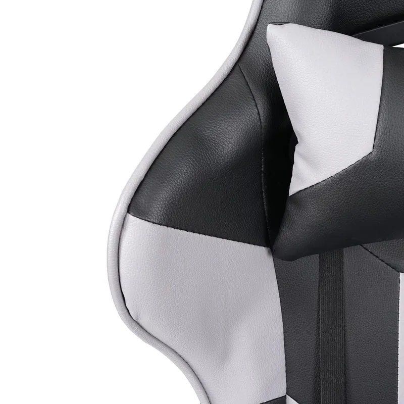 Fauteuil chaise de bureau gamer sur roulettes mécanisme de bascule en synthétique noir / gris 04_0001852