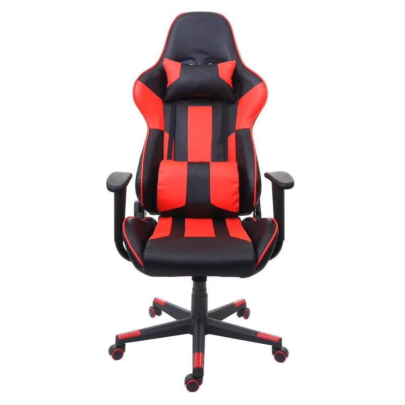 Fauteuil chaise de bureau gamer sur roulettes mécanisme de bascule en synthétique noir / rouge 04_0001851