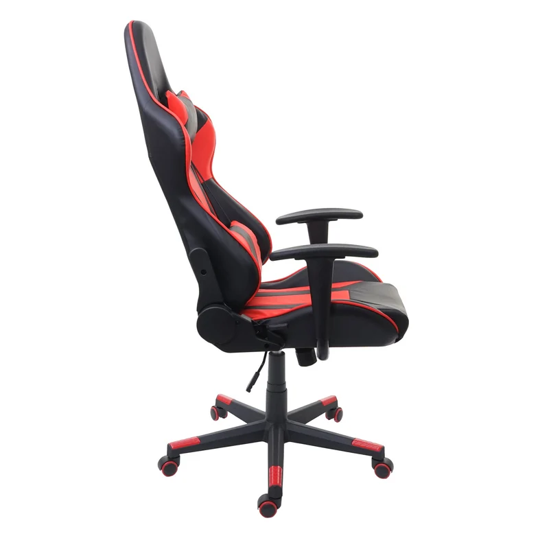 Fauteuil chaise de bureau gamer sur roulettes mécanisme de bascule en synthétique noir / rouge 04_0001851