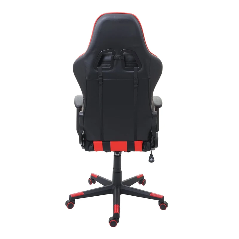 Fauteuil chaise de bureau gamer sur roulettes mécanisme de bascule en synthétique noir / rouge 04_0001851