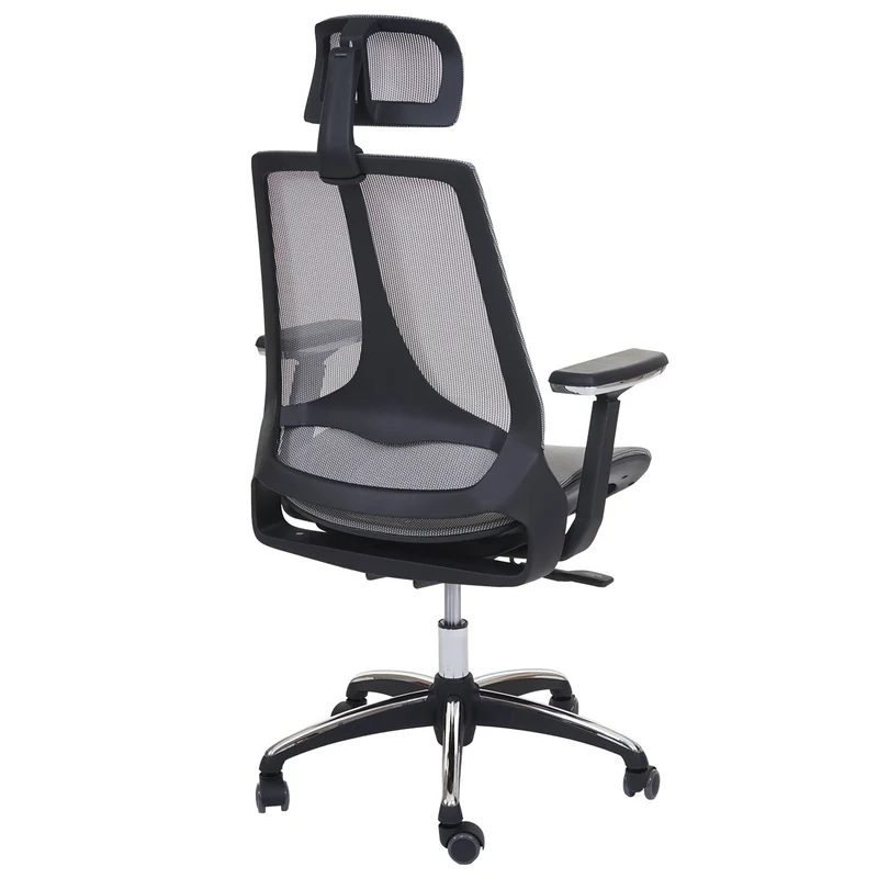 Fauteuil de bureau avec accoudoirs et appui-tête fonction bascule en tissu gris 04_0001791