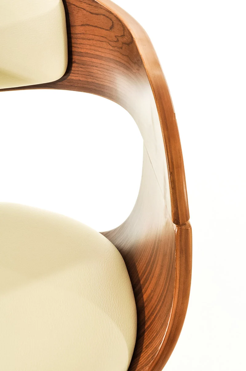 Tabouret de bar avec repose-pied design moderne assise en bois et synthétique crème pieds chromé 10_0000064