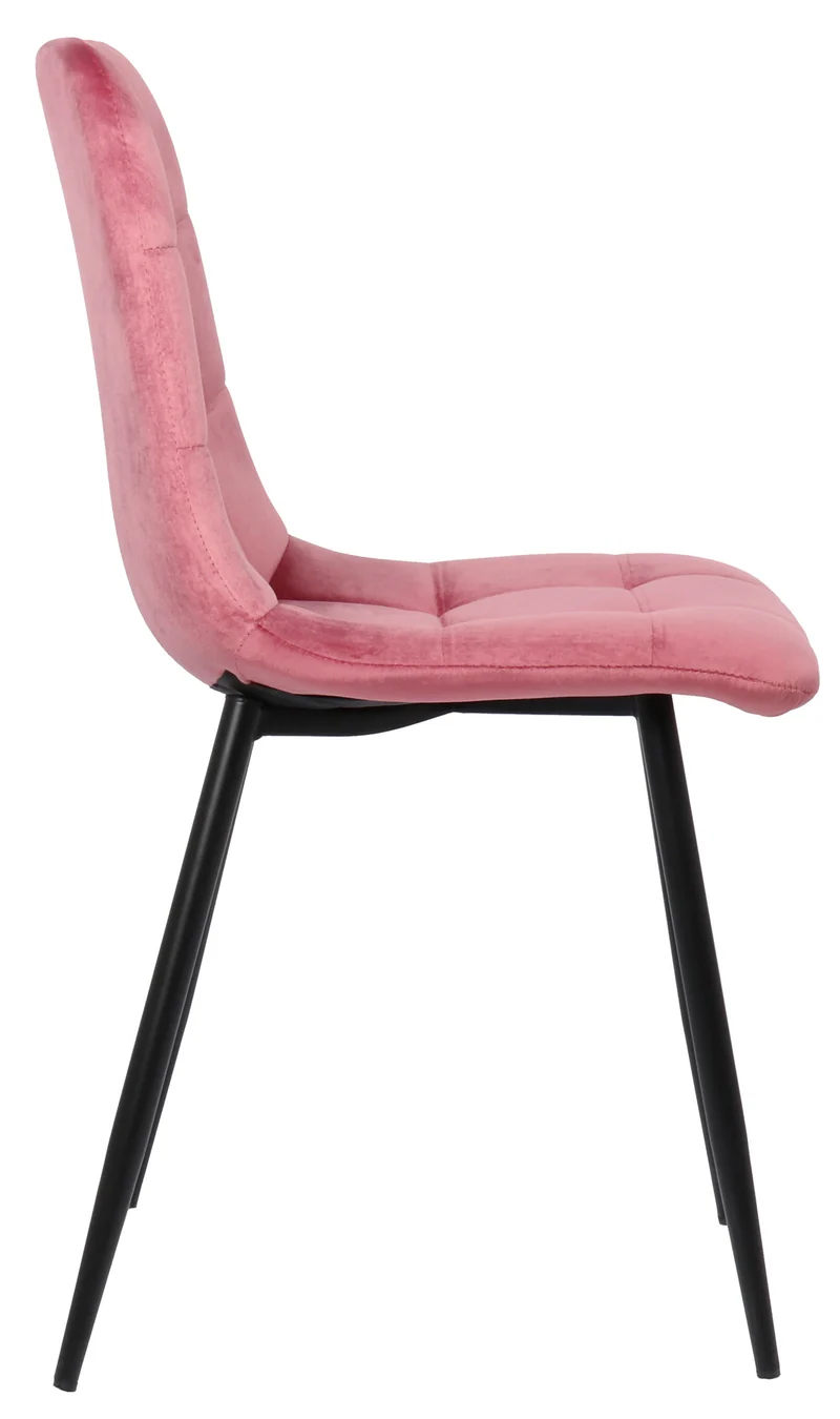 Lot de 2 chaises de salle à manger en velours rose pieds métal noir mat style moderne CDS101103