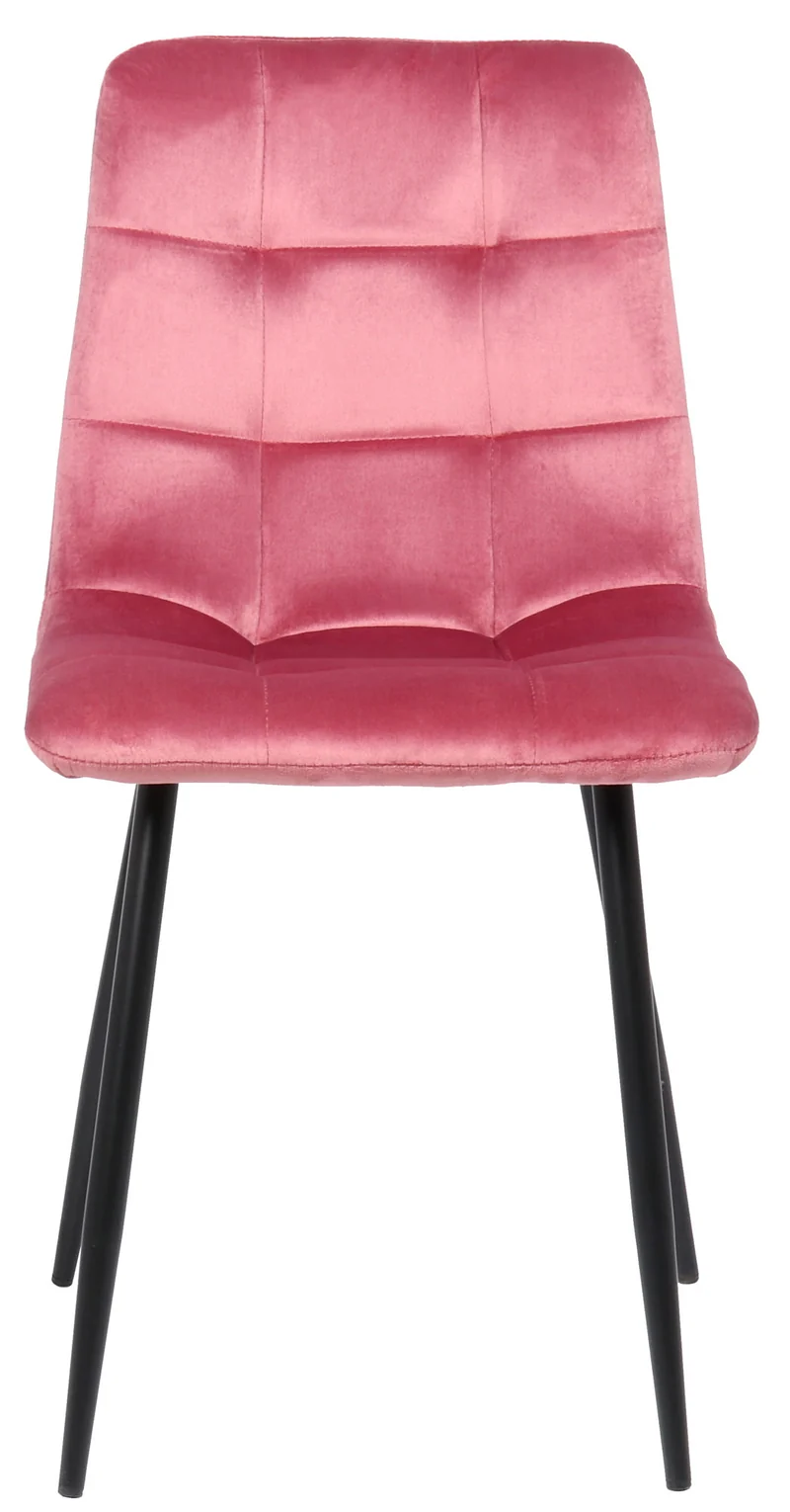 Lot de 2 chaises de salle à manger en velours rose pieds métal noir mat style moderne CDS101103