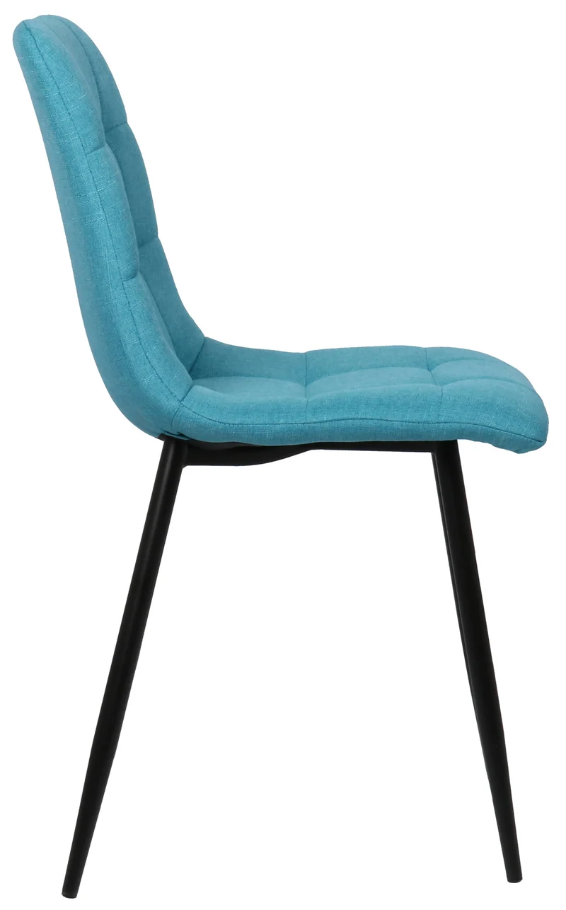 Lot de 2 chaises de salle à manger en tissu bleu turquoise pieds métal noir mat style moderne CDS101111