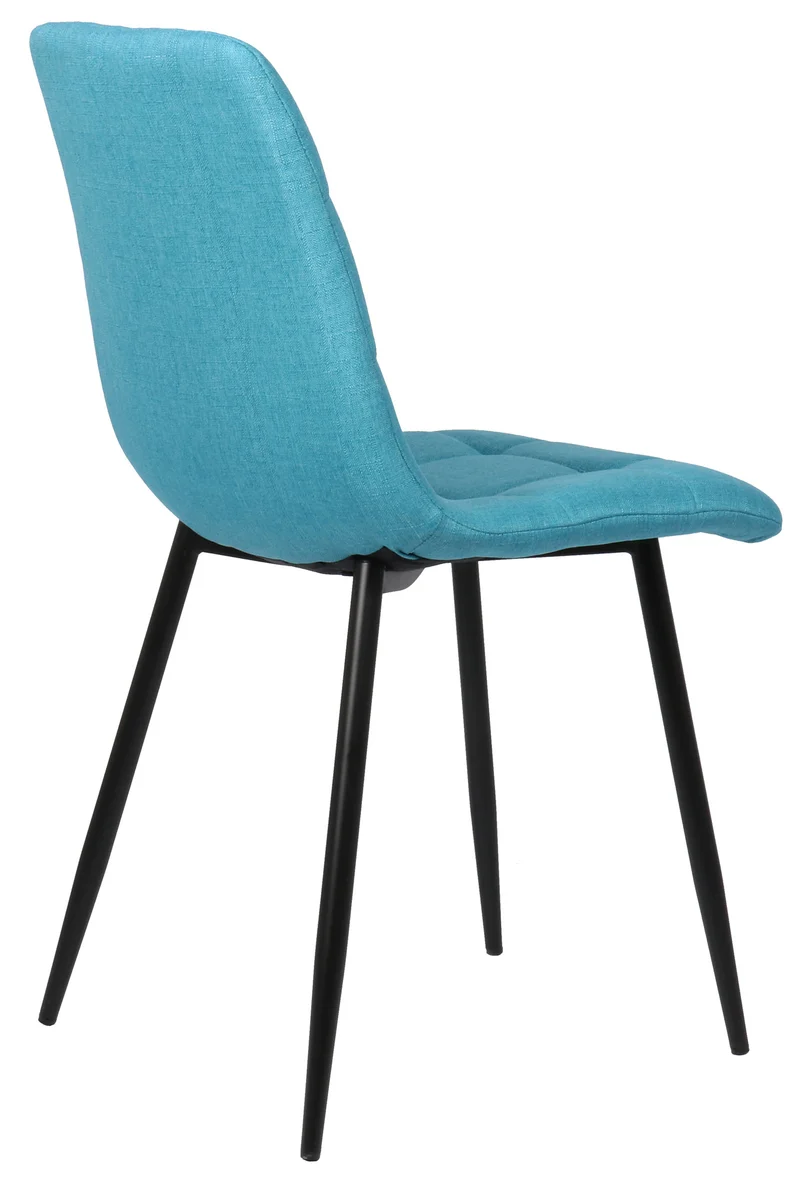 Lot de 2 chaises de salle à manger en tissu bleu turquoise pieds métal noir mat style moderne CDS101111