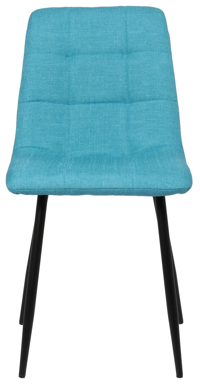 Lot de 2 chaises de salle à manger en tissu bleu turquoise pieds métal noir mat style moderne CDS101111