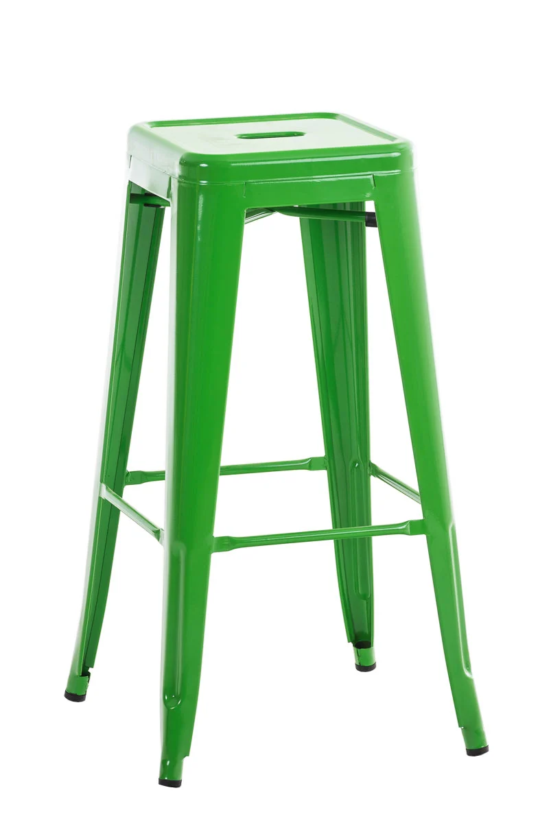 Tabouret de bar empilable avec repose-pieds design industriel factory métal vert TDB10406