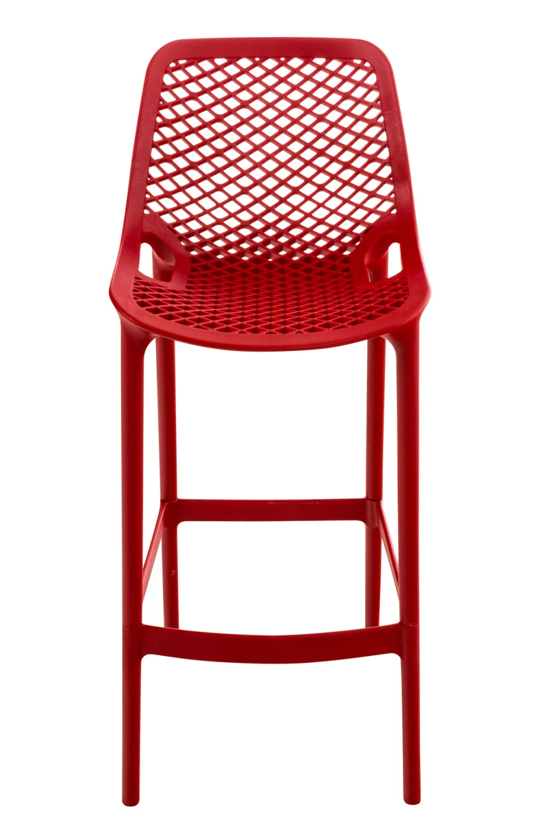 Tabouret de bar avec repose-pieds design moderne plastique rouge intérieur ou extérieur 10_0000668
