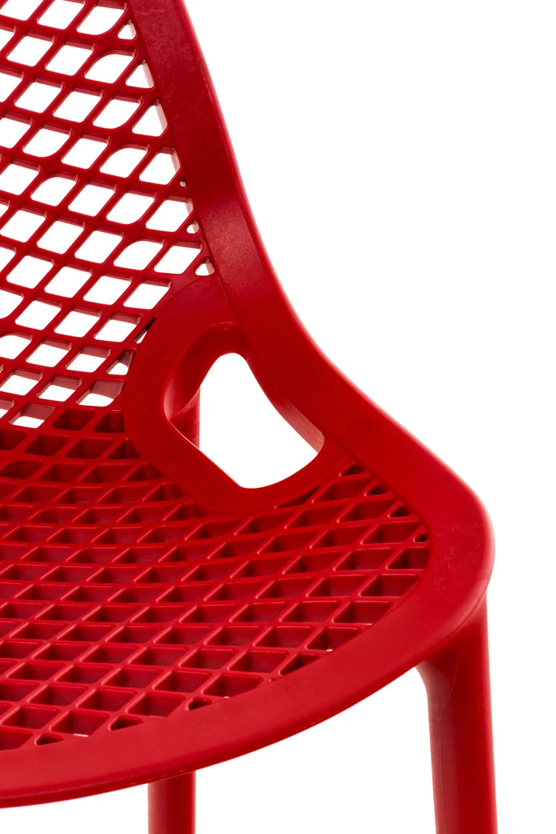 Tabouret de bar avec repose-pieds design moderne plastique rouge intérieur ou extérieur 10_0000668