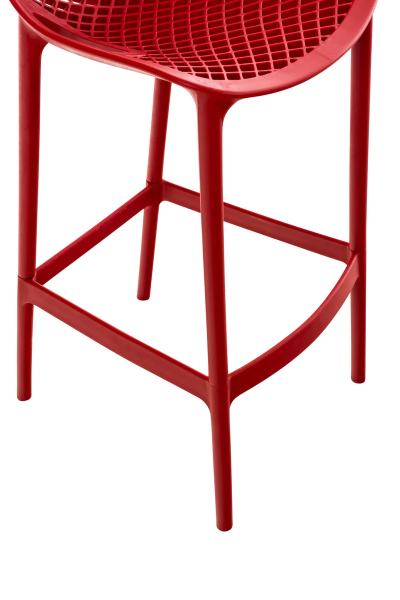 Tabouret de bar avec repose-pieds design moderne plastique rouge intérieur ou extérieur 10_0000668