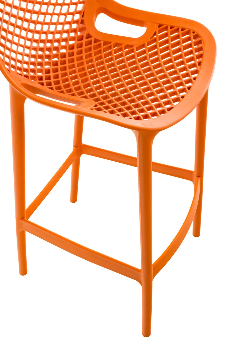 Tabouret de bar avec repose-pieds design moderne plastique orange intérieur ou extérieur 10_0000545