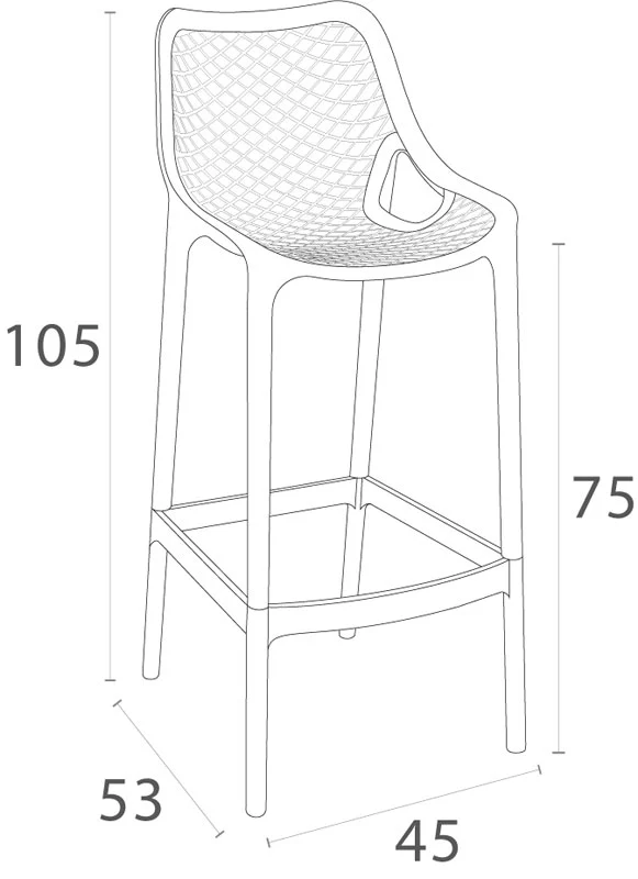 Tabouret de bar avec repose-pieds design moderne plastique orange intérieur ou extérieur 10_0000545