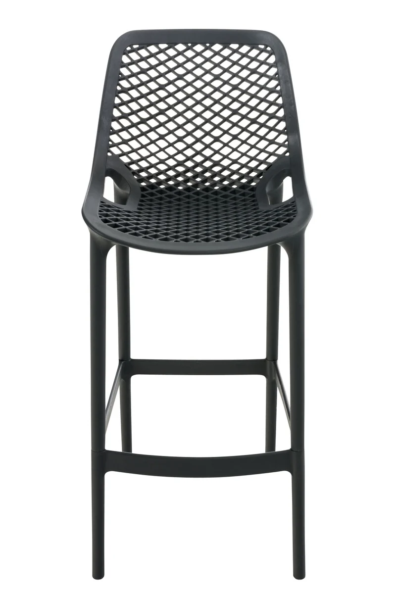 Tabouret de bar avec repose-pieds design moderne plastique gris foncé intérieur ou extérieur 10_0000038