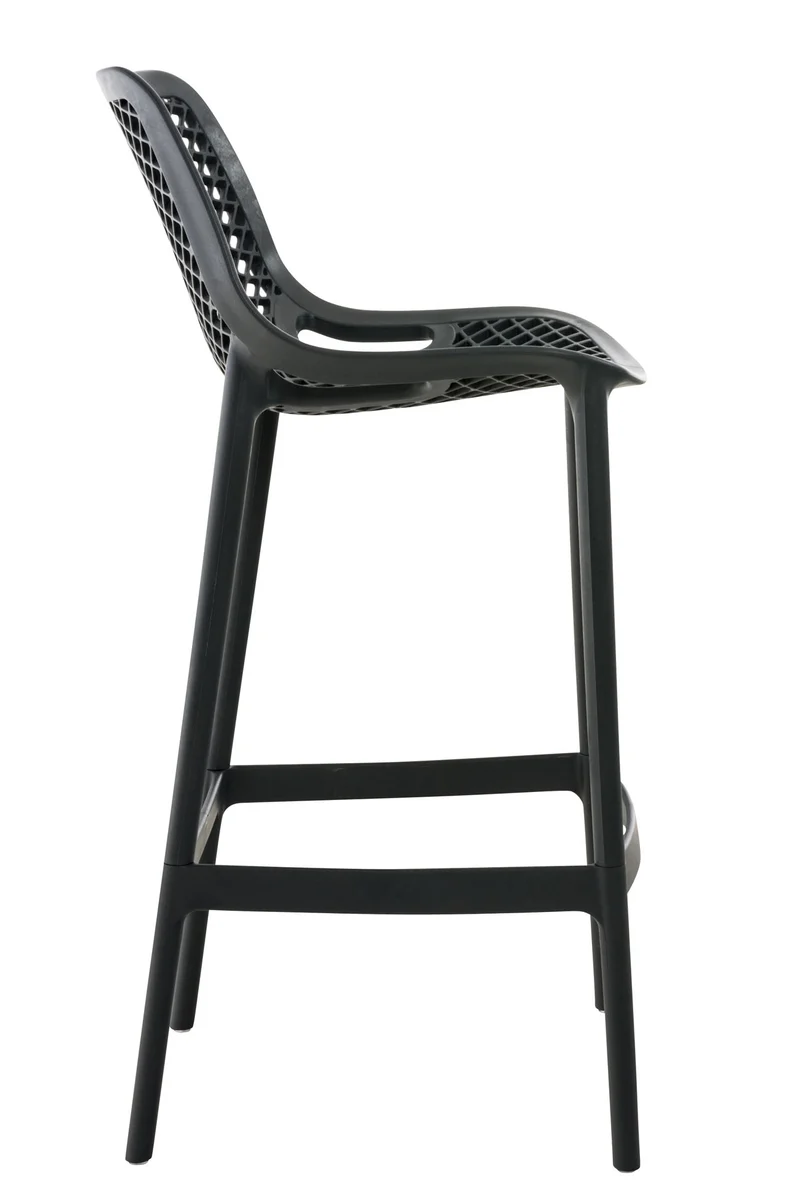 Tabouret de bar avec repose-pieds design moderne plastique gris foncé intérieur ou extérieur 10_0000038