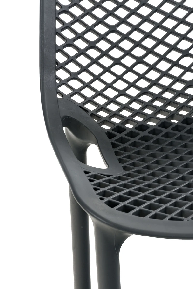 Tabouret de bar avec repose-pieds design moderne plastique gris foncé intérieur ou extérieur 10_0000038
