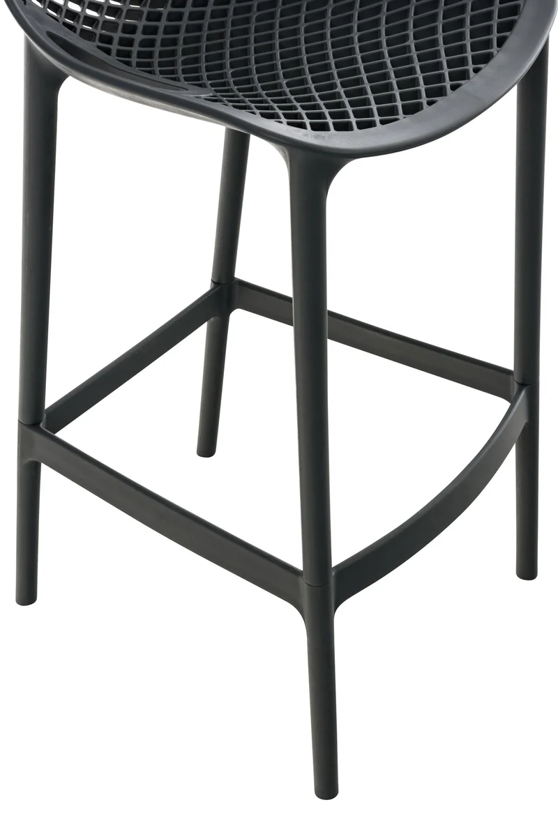 Tabouret de bar avec repose-pieds design moderne plastique gris foncé intérieur ou extérieur 10_0000038