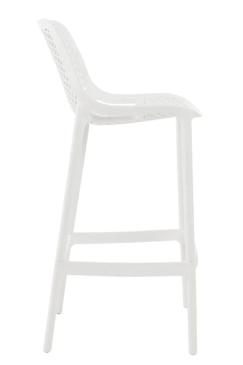 Tabouret de bar avec repose-pieds design moderne plastique blanc intérieur ou extérieur 10_0000040